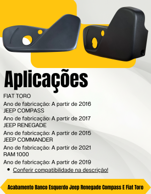 Acabamento Esquerdo Banco Fiat Toro Jeep Compass Renegade