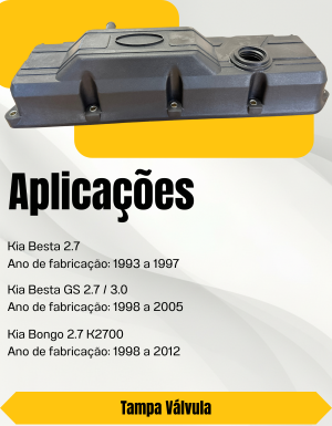 Tampa Válvula Kia Besta 2.7 GS Kia Bongo K2700 1998 A 2005